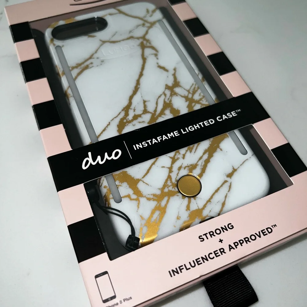LuMee Duo Phone Case Front & Back LED Photo Lighting for iPhone 8 PLUS, EUC